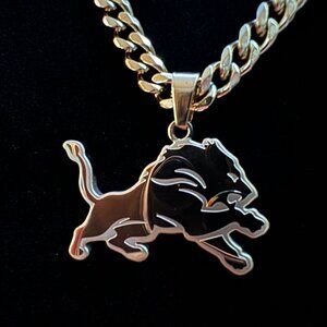 Gold Detroit Lions 5mm Cuban Chain Necklace - 22 Chain - NFL - Gift for Him